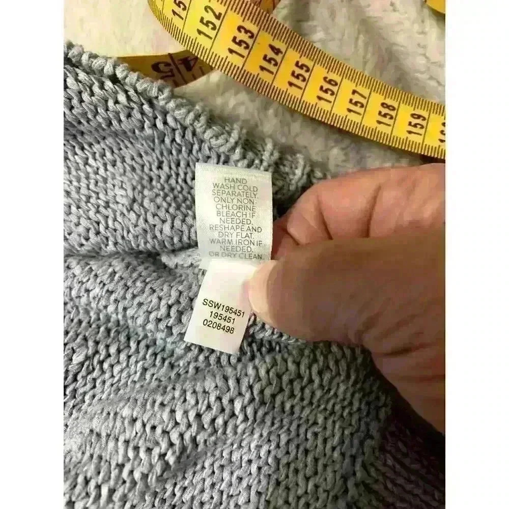 Purejill Womens Gray Cotton Short Sleeve Open knit Sweater Size large Lagenlook - Picture 10 of 10